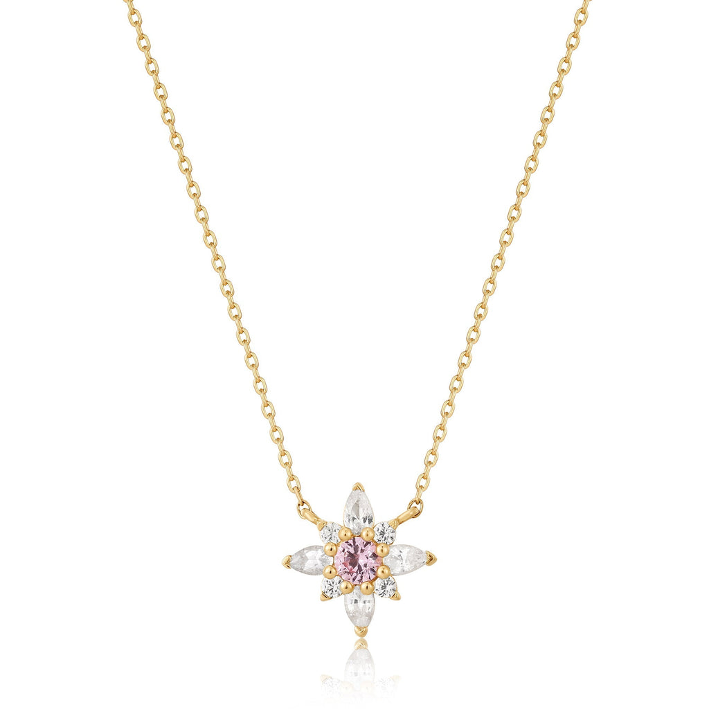 Ania Haie 14kt Gold White and Pink Sapphire Flower Necklace Necklace Ania Haie   