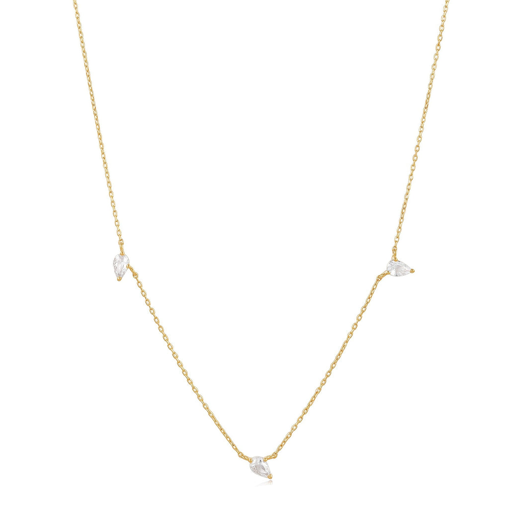 Ania Haie 14kt Gold White Sapphire Drop Necklace Necklace AH 14kt Gold   