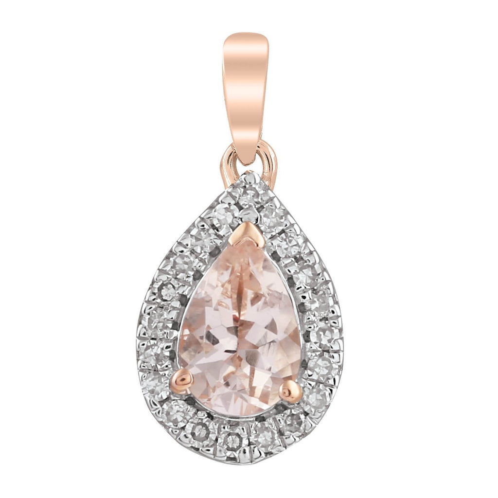 Morganite Pendant with 0.07ct Diamonds in 9K Rose Gold Pendant Boutique Diamond Jewellery   