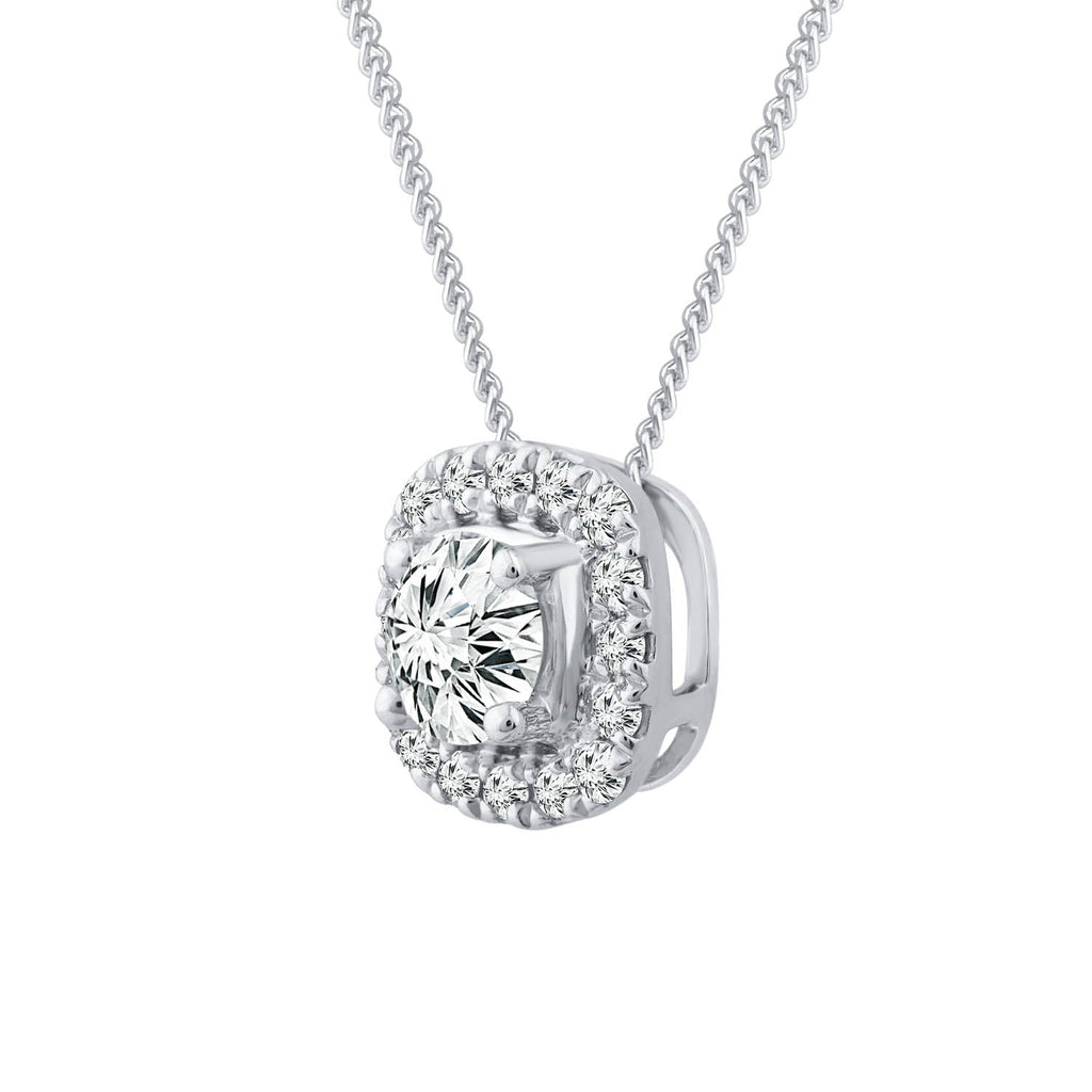 Halo Stud Pendant with 0.33ct Diamonds in 9K White Gold - PF-6132-W Pendants Boutique Diamond Jewellery   