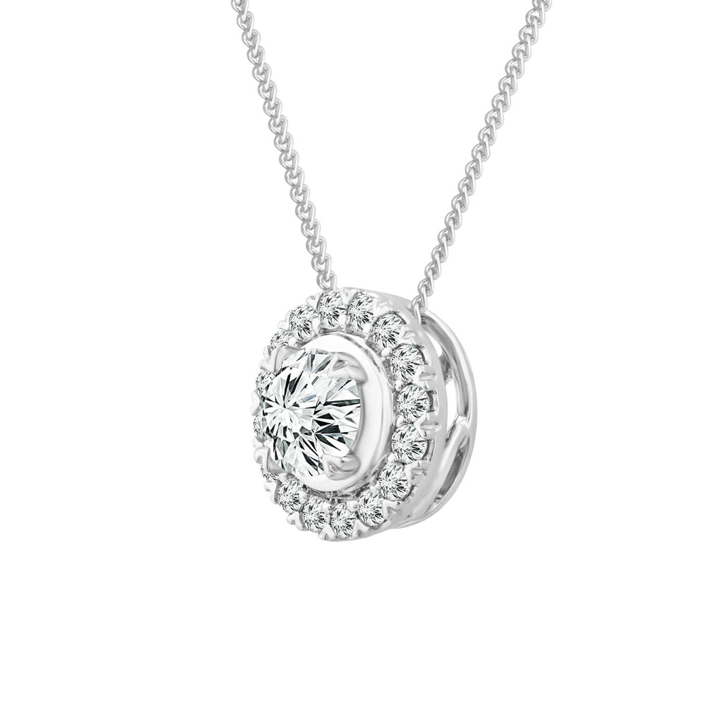 Halo Stud Pendant with 0.33ct Diamonds in 9K White Gold - PF-6140-W Pendants Boutique Diamond Jewellery   