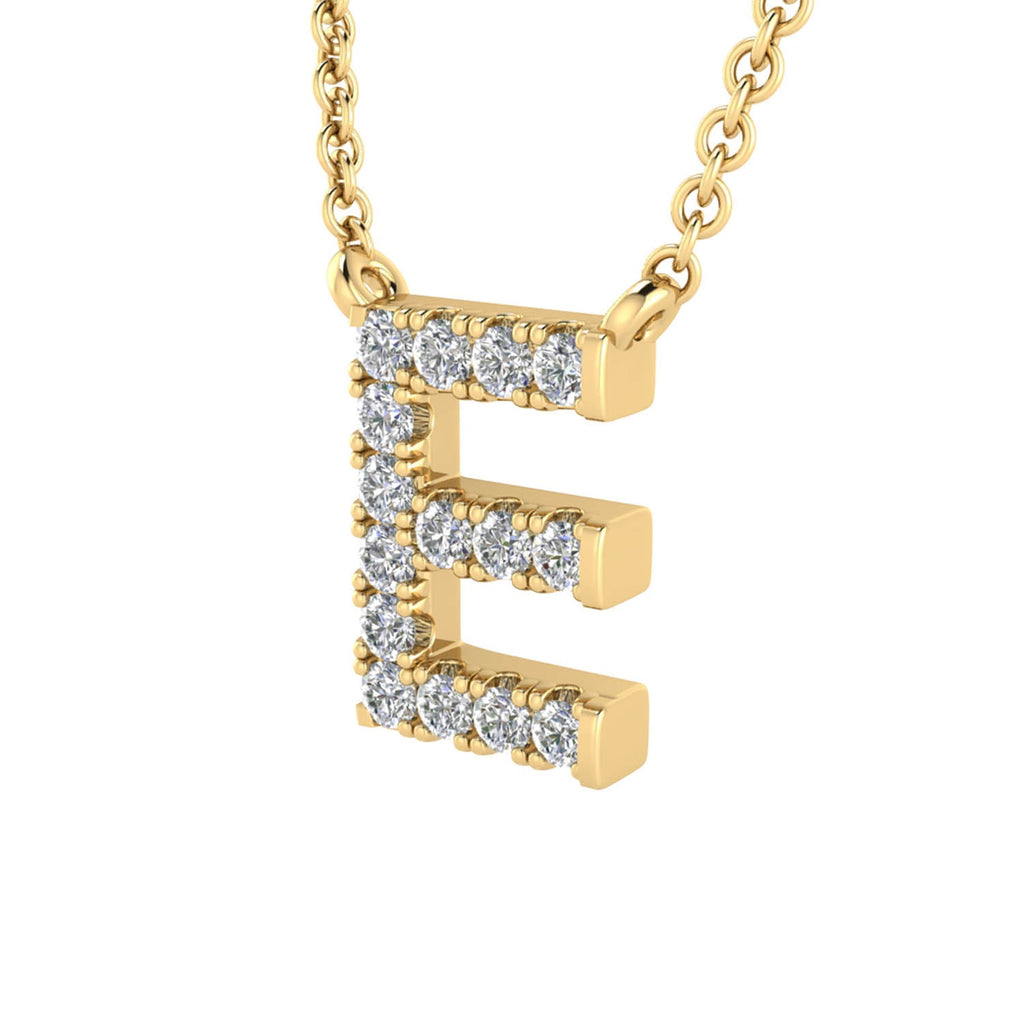 Initial 'E' Necklace with 0.09ct Diamonds in 9K Yellow Gold - PF-6267-Y Necklace Boutique Diamond Jewellery   