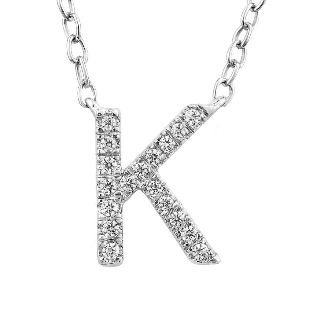 Initial 'K' Necklace with 0.06ct Diamonds in 9K White Gold Necklace Boutique Diamond Jewellery   