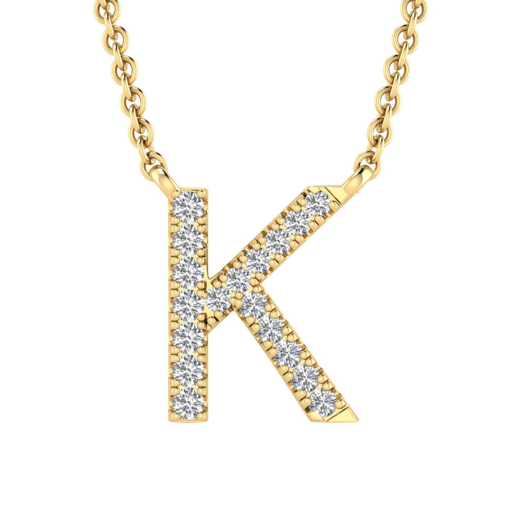 Initial 'K' Necklace with 0.06ct Diamonds in 9K Yellow Gold - PF-6273-Y Necklace Boutique Diamond Jewellery   