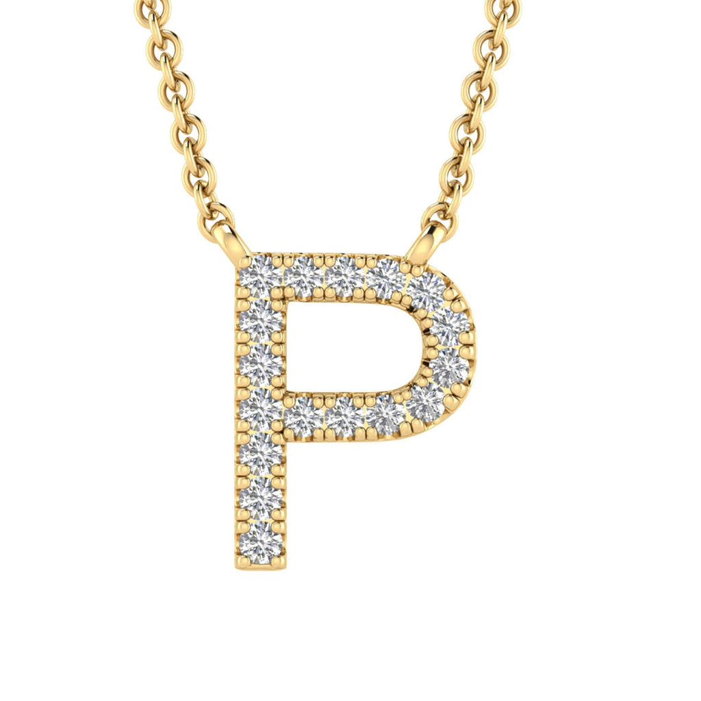 Initial 'P' Necklace wth 0.06ct Diamonds in 9K Yellow Gold - PF-6278-Y Necklace Boutique Diamond Jewellery   
