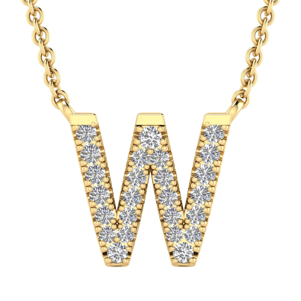 Initial 'W' Necklace with 0.09ct Diamonds in 9K Yellow Gold - PF-6285-Y Necklace Boutique Diamond Jewellery   