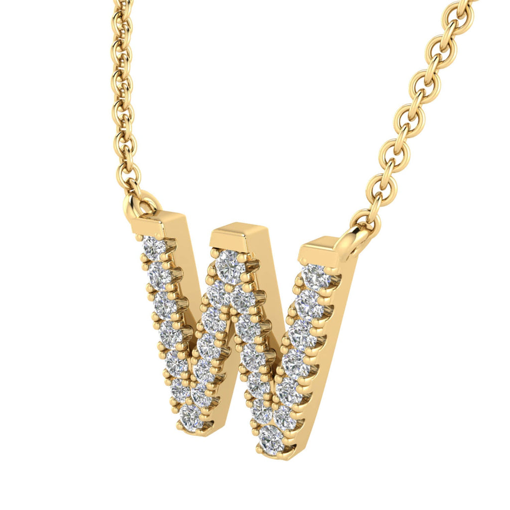 Initial 'W' Necklace with 0.09ct Diamonds in 9K Yellow Gold - PF-6285-Y Necklace Boutique Diamond Jewellery   
