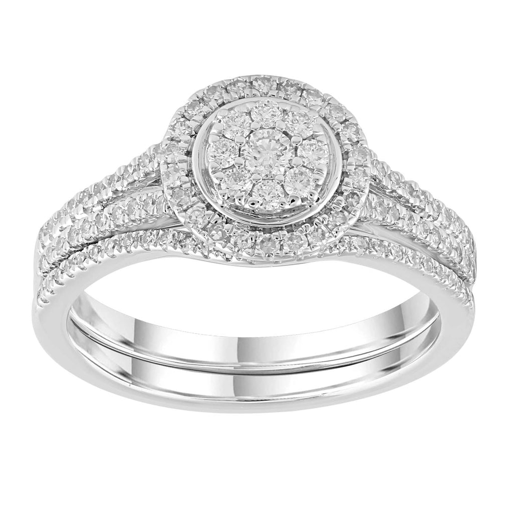 Engagment & Wedding Ring Set with 0.50ct Diamonds in 9K White Gold Ring Boutique Diamond Jewellery   