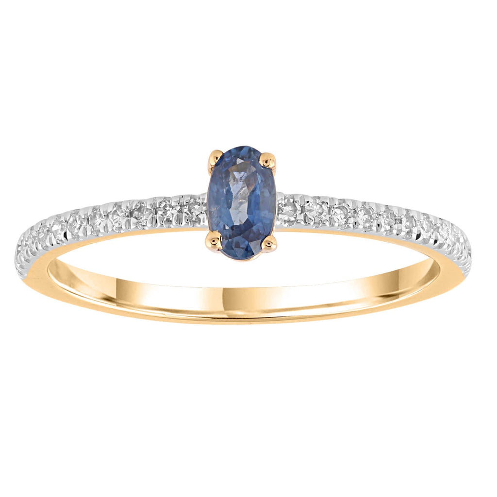 Sapphire Ring with 0.12ct Diamonds in 9K Yellow Gold Ring Boutique Diamond Jewellery   