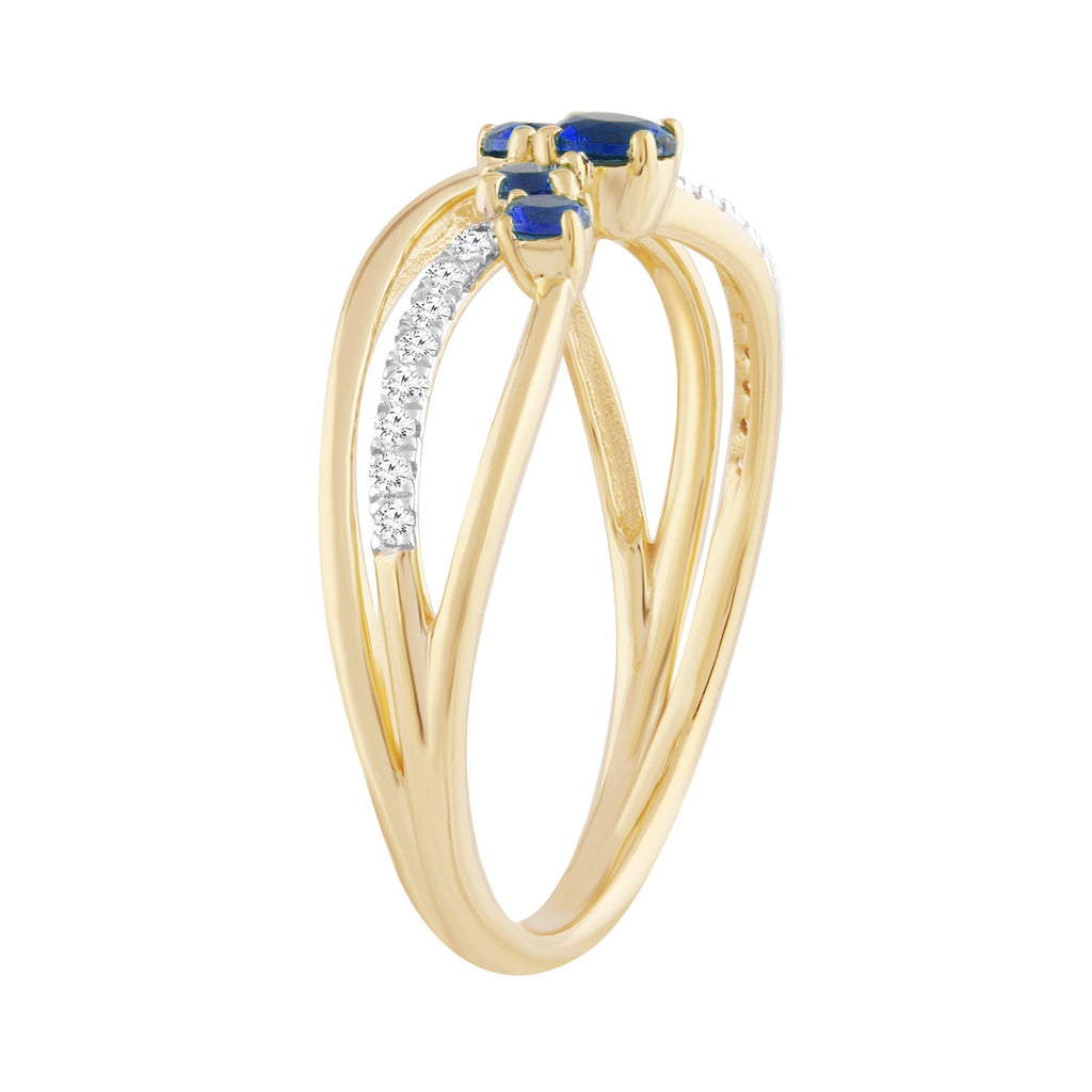 Diamond and Sapphire Ring with 0.10ct Diamonds in 9K Yellow Gold Rings Boutique Diamond Jewellery   