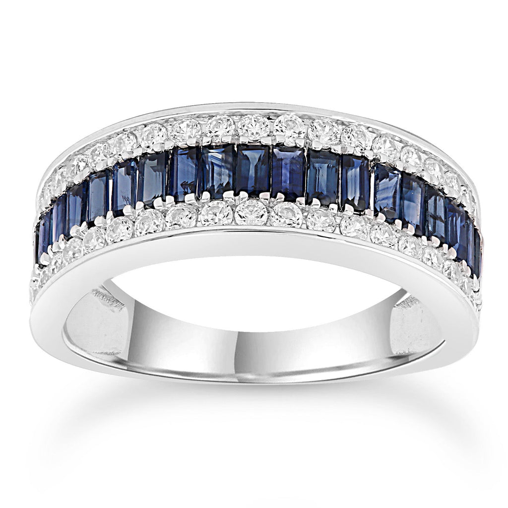 Diamond and Sapphire Ring with 0.50ct Diamonds in 9K White Gold Rings Boutique Diamond Jewellery   