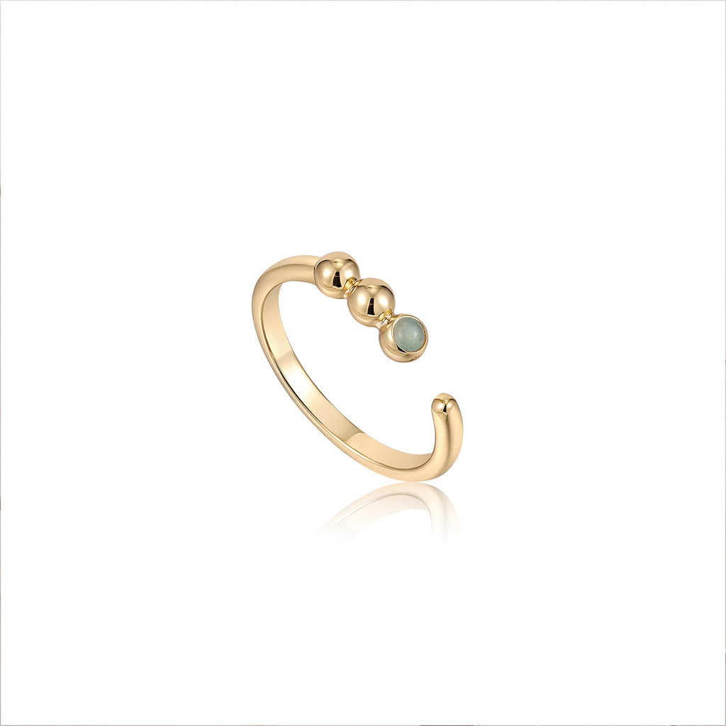 Ania Haie Gold Orb Amazonite Adjustable Ring Rings Ania Haie   