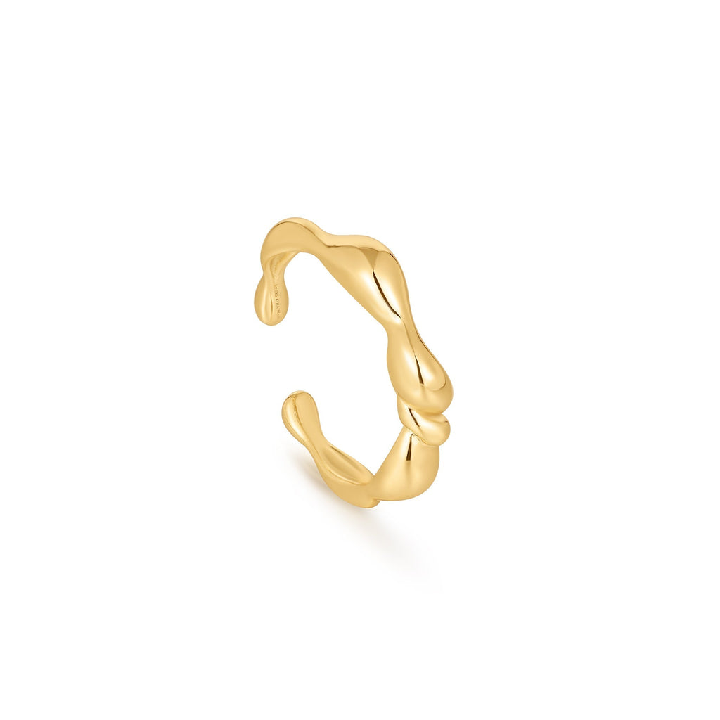 Ania Haie Gold Twisted Wave Adjustable Ring Rings Ania Haie   
