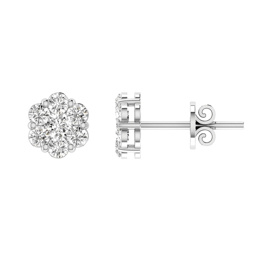 Cluster Stud Diamond Earrings with 0.10ct Diamonds in 9K White Gold - RJ9WECLUS10GH Earrings Boutique Diamond Jewellery   