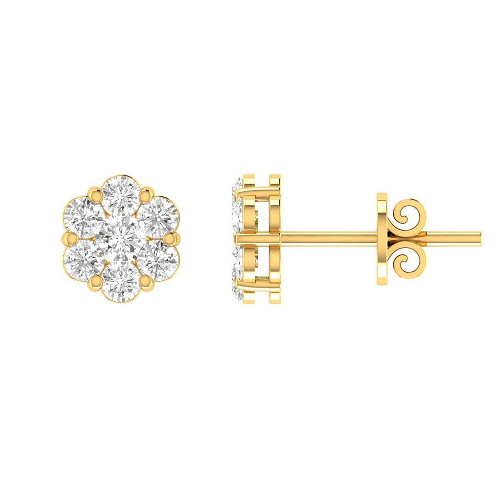Cluster Stud Diamond Earrings with 0.15ct Diamonds in 9K Yellow Gold - RJ9YECLUS15GH Earrings Boutique Diamond Jewellery   