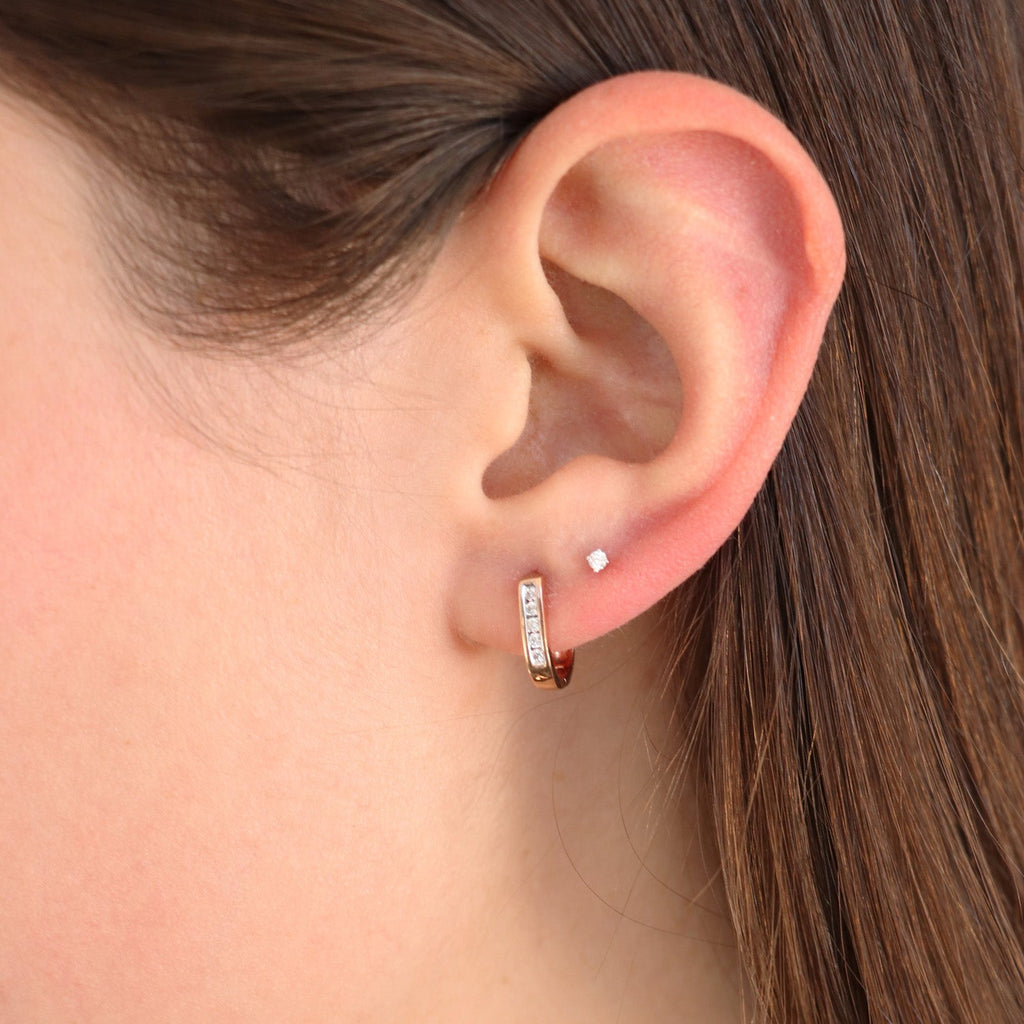 Diamond Stud Earrings with 0.06ct Diamonds in 9K Rose Gold - 9RCE06 Earrings Boutique Diamond Jewellery   