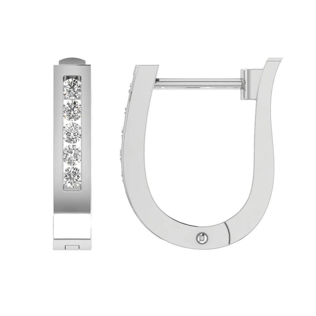 Diamond Huggie Earrings with 0.15ct Diamonds in 9K White Gold - RJO9WHUG15GH Earrings Boutique Diamond Jewellery   