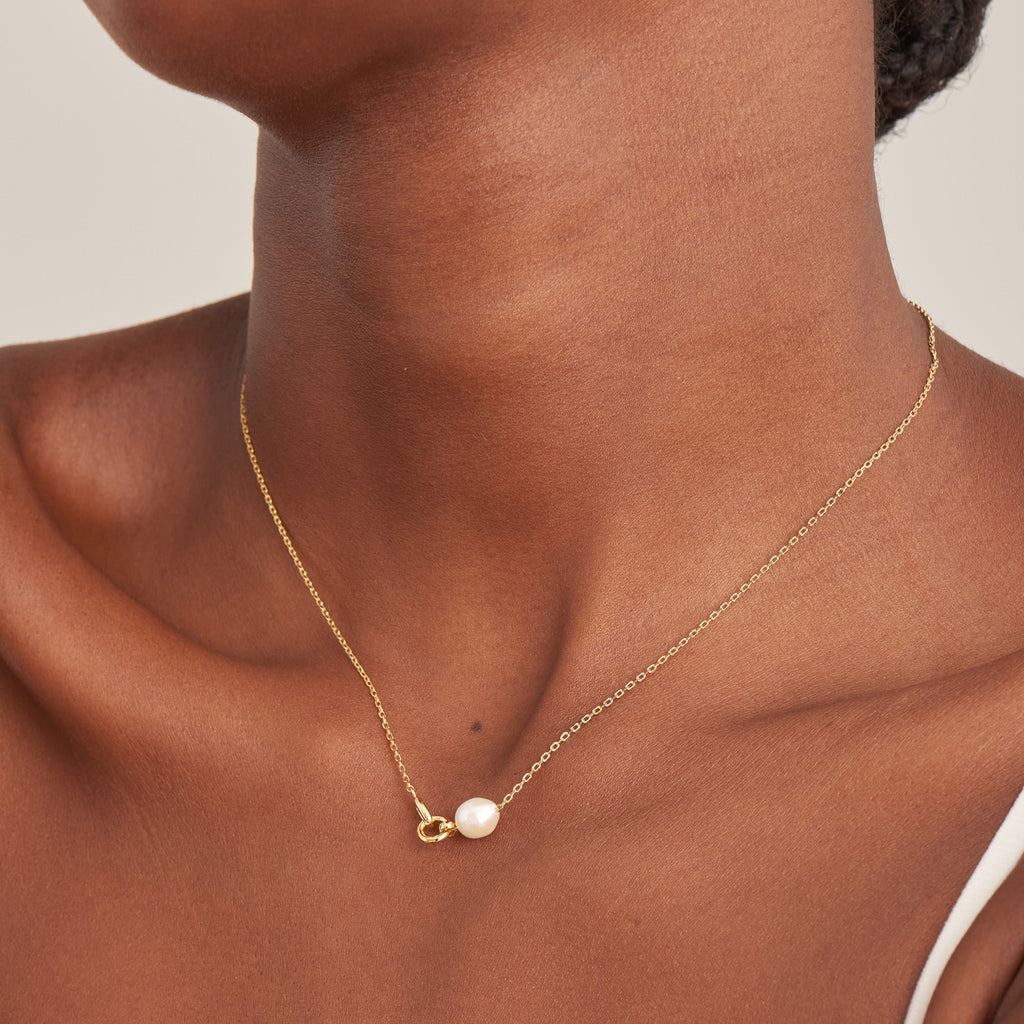 Ania Haie Gold Pearl Link Chain Necklace Necklaces Ania Haie   