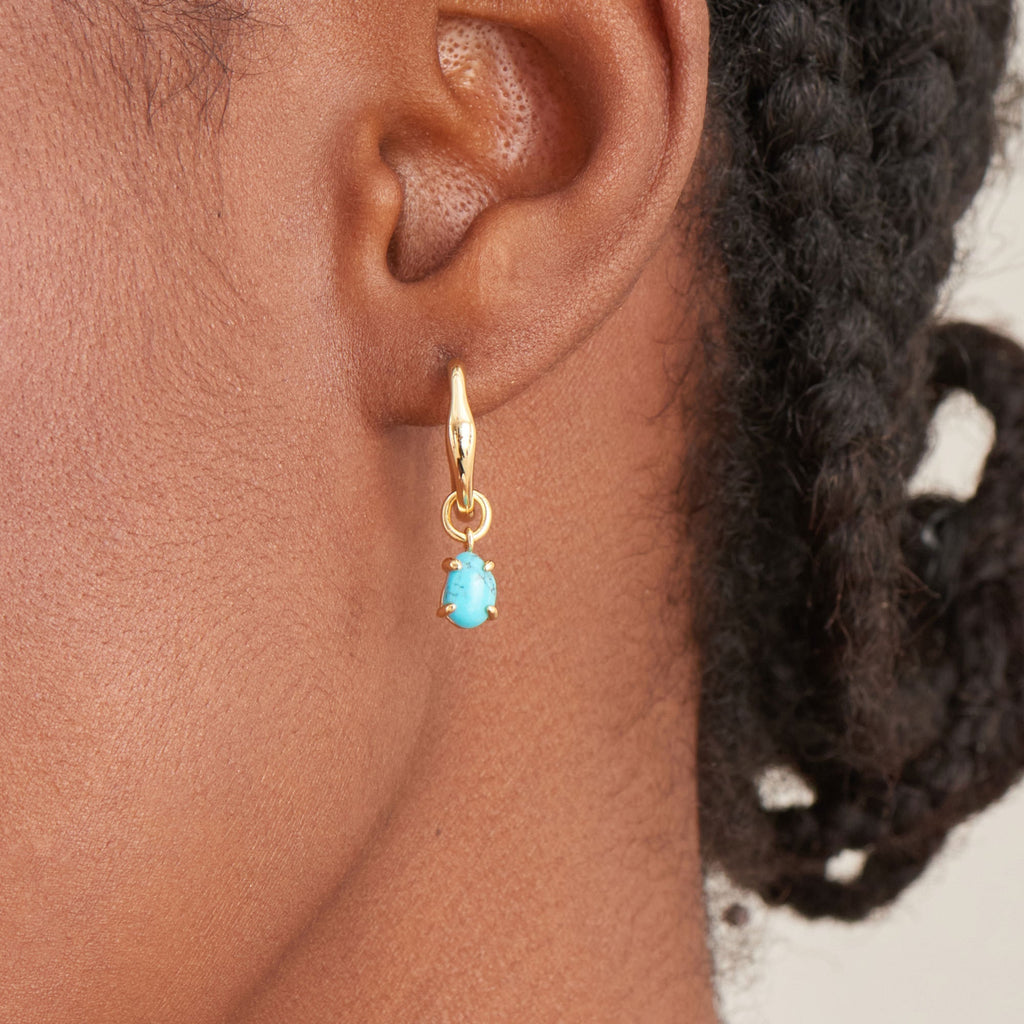 Ania Haie Gold Turquoise Drop Wave Huggie Hoop Earrings Earrings Ania Haie   