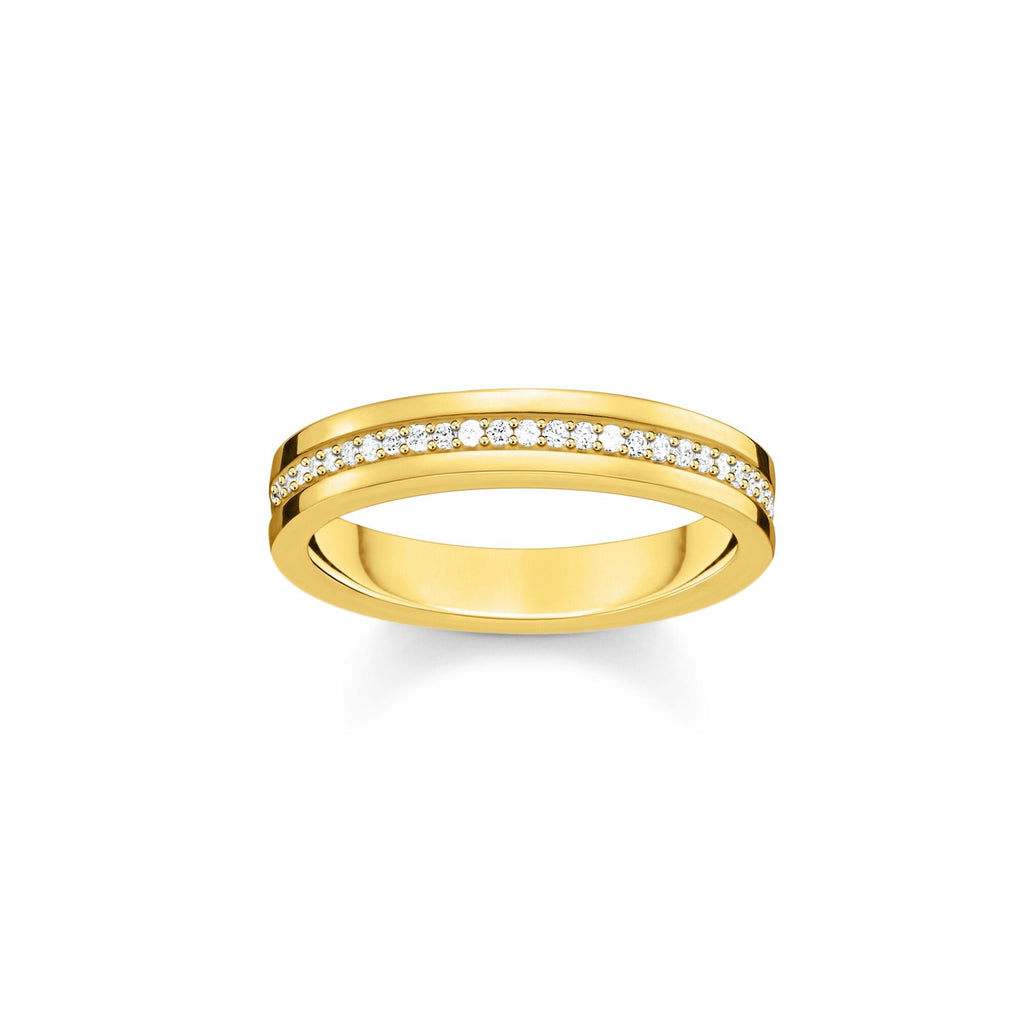 THOMAS SABO Golden Band Ring with White Zirconia Ring Thomas Sabo   