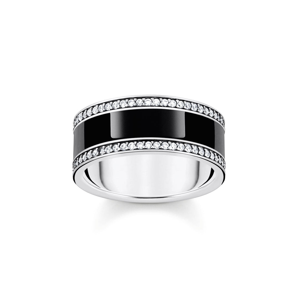 THOMAS SABO Silver Band Ring with Black Cold Enamel and Zirconia Ring Thomas Sabo   