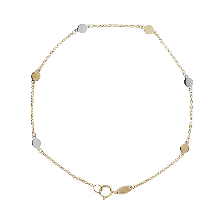 9K Yellow Gold 2-Tone Disc Necklace 19cm Necklace 9K Gold Jewellery   