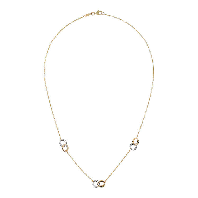 9K Yellow Gold 2-Tone Double Ring Necklace 45cm Necklace 9K Gold Jewellery   
