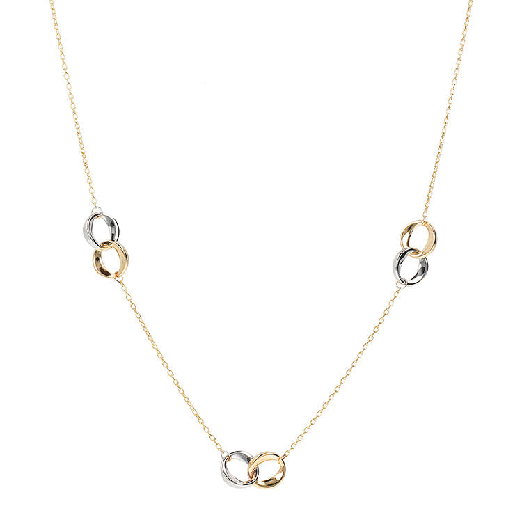 9K Yellow Gold 2-Tone Double Ring Necklace 45cm Necklace 9K Gold Jewellery   