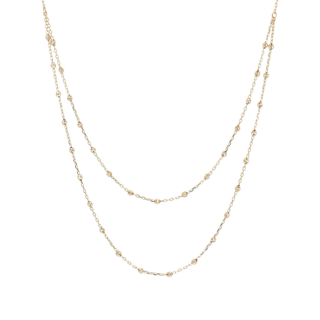 9K Yellow Gold Beaded Double Chain Necklace 48cm Necklace 9K Gold Jewellery   