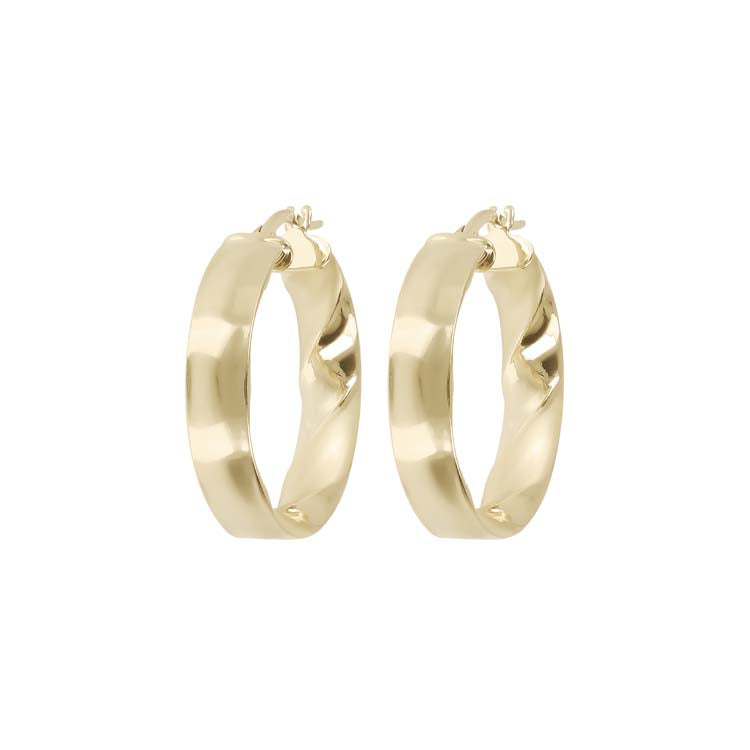 9K Yellow Gold Tube Ripple Hoop Earrings Earrings 9K Gold Jewellery   