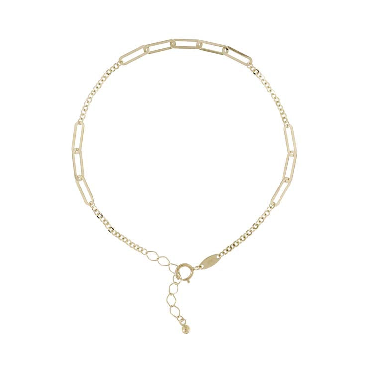 9K Yellow Gold Alternate Flat Link Bracelet 16+2cm Necklace 9K Gold Jewellery   
