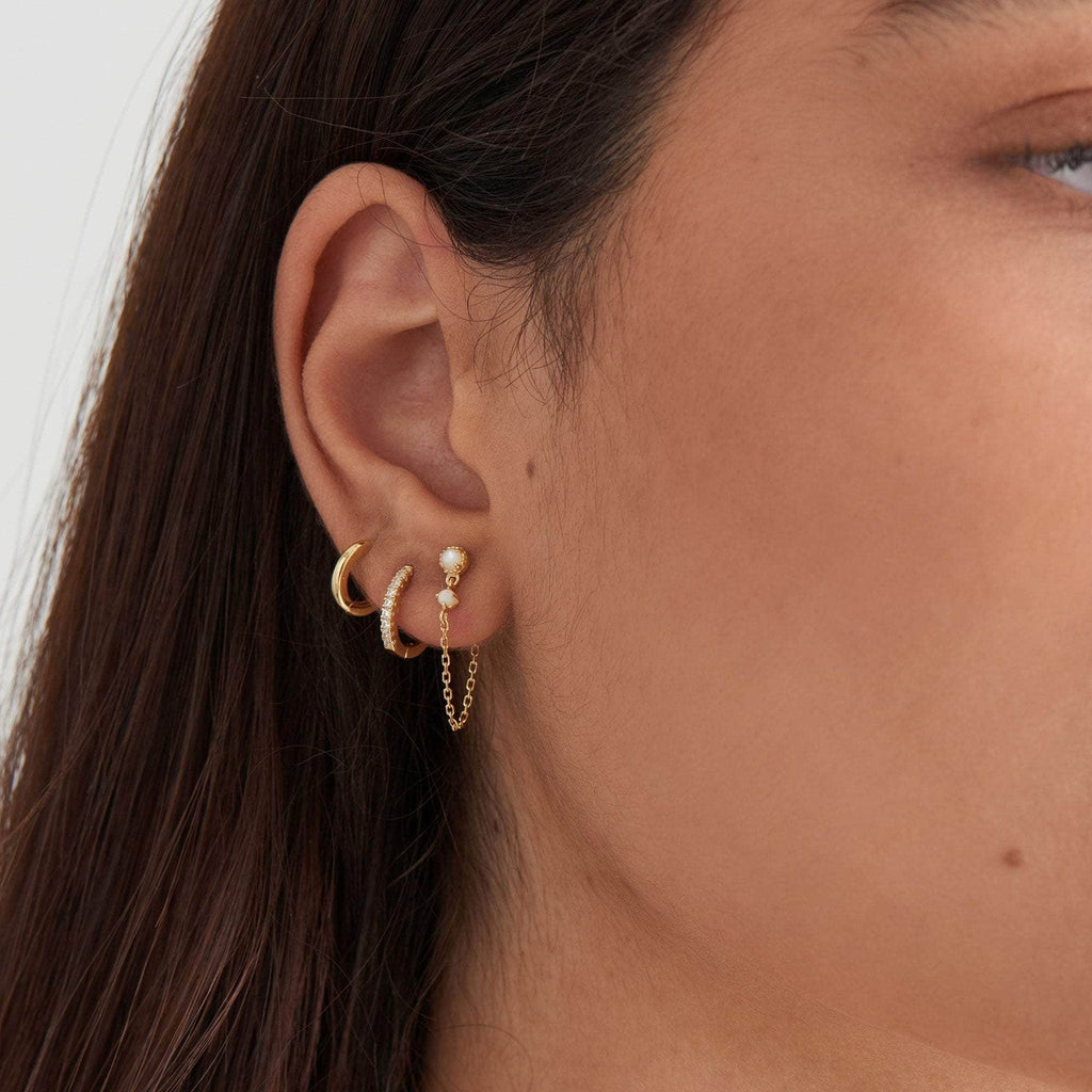 Ania Haie Gold Sparkle Huggie Hoop Earrings Earrings Ania Haie   