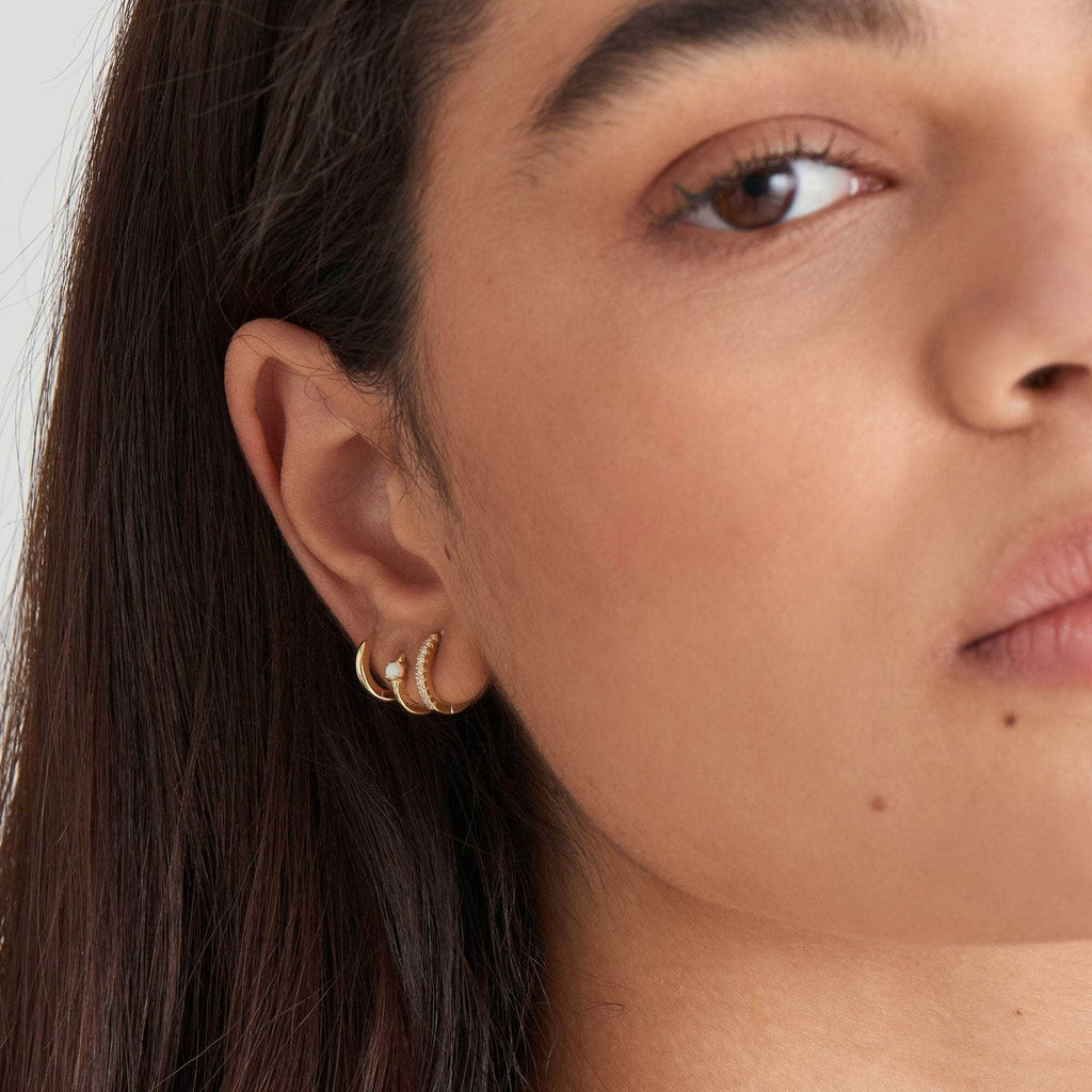 Ania Haie Gold Sparkle Huggie Hoop Earrings Earrings Ania Haie   