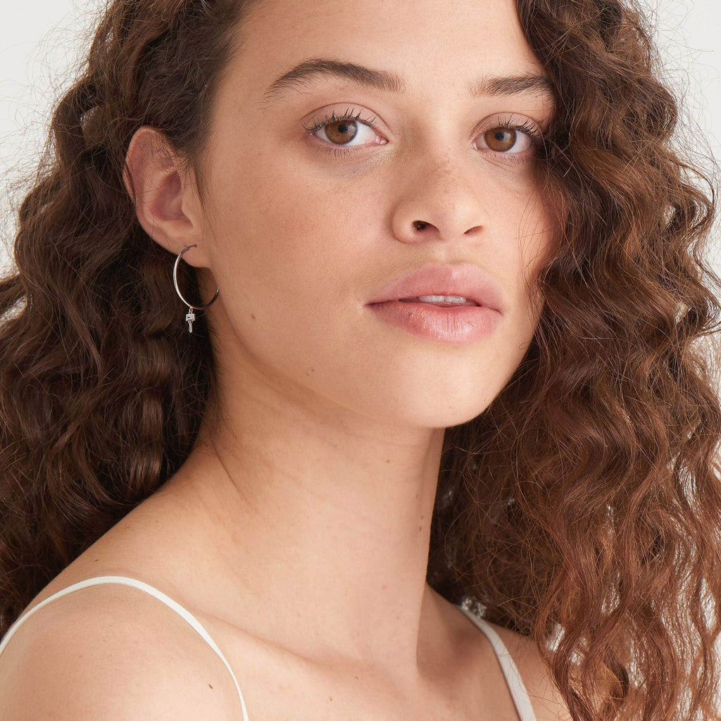 Ania Haie Silver Key Hoop Earrings Earrings Ania Haie   