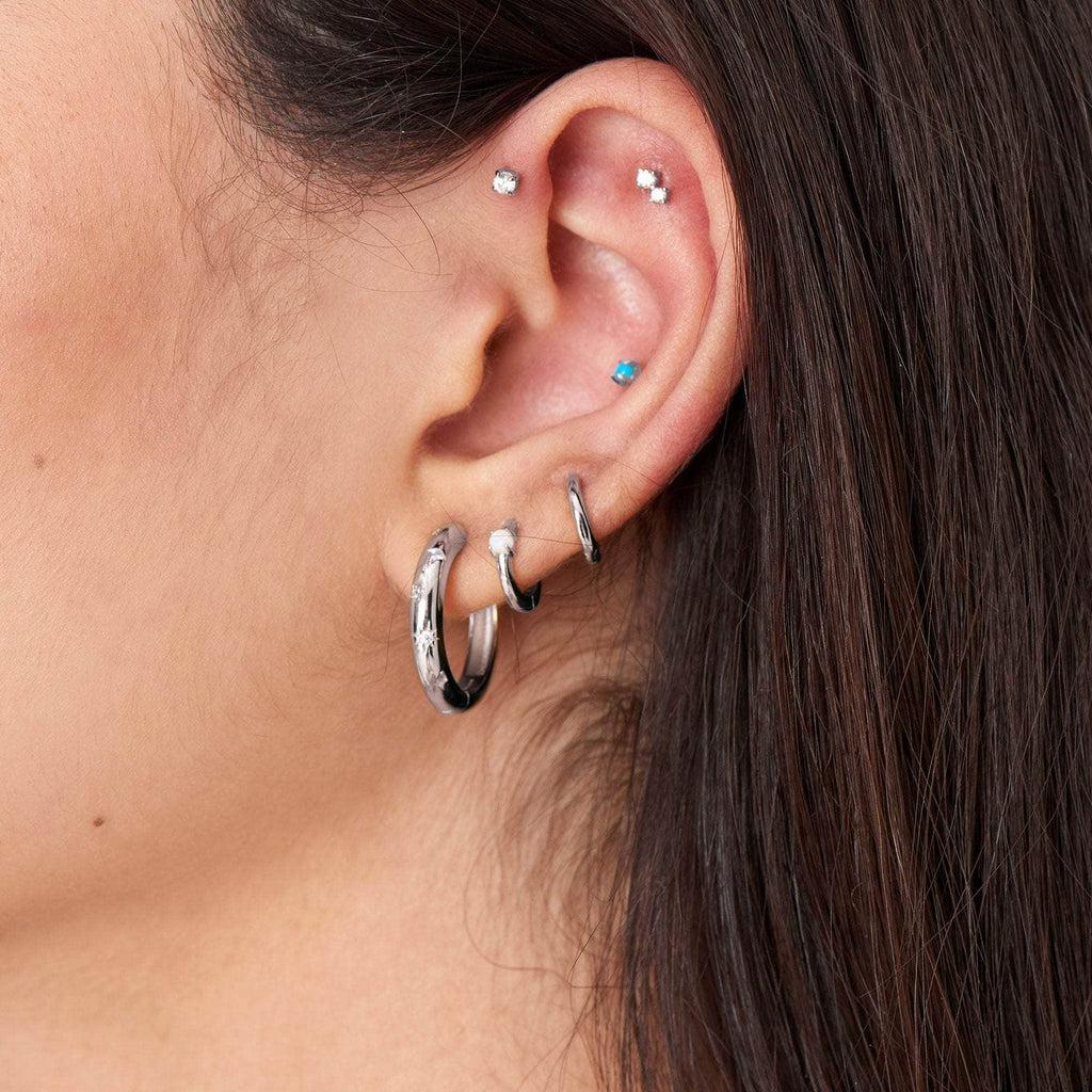 Ania Haie Silver Kyoto Opal Cabochon Huggie Hoop Earrings Earrings Ania Haie   