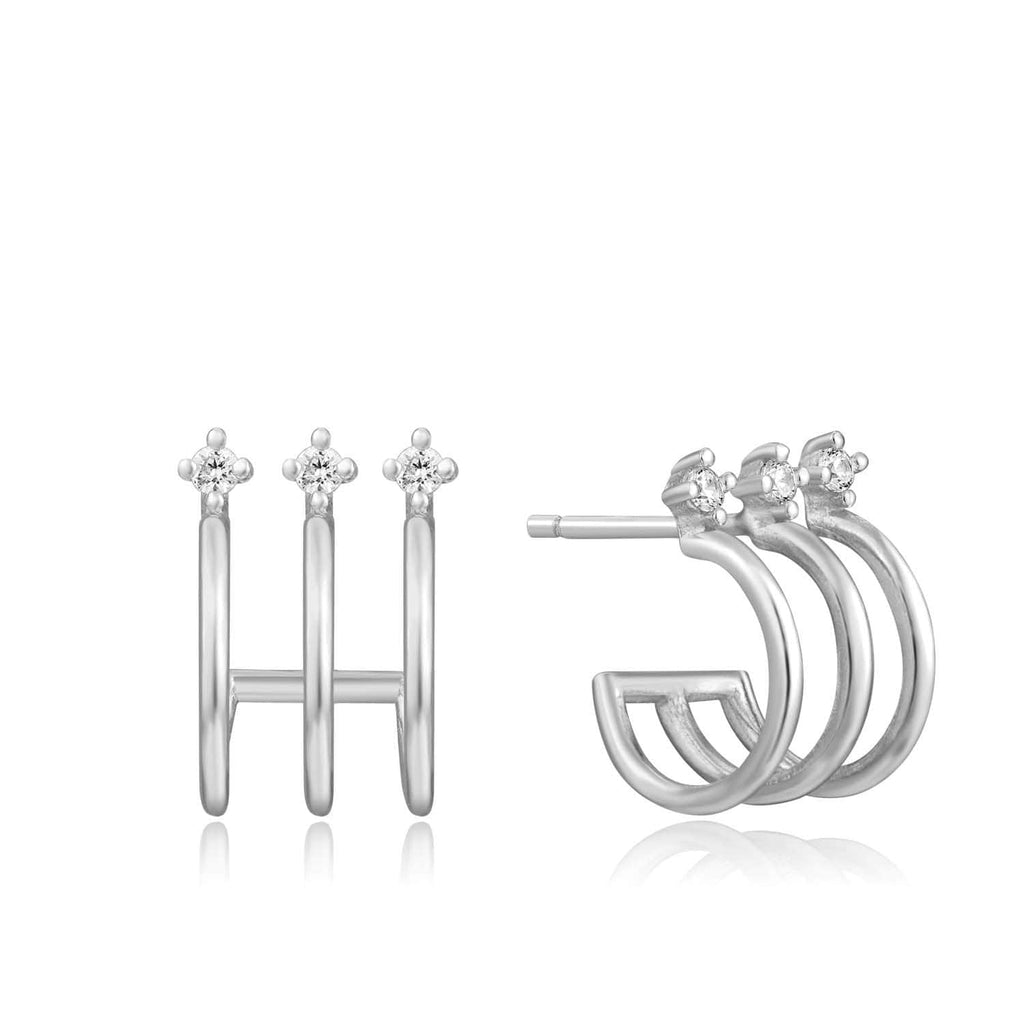 Ania Haie Triple Mini Hoop Stud Earrings - Silver Earrings Ania Haie Default Title  