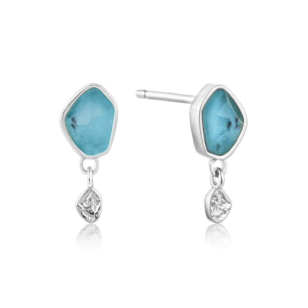 Ania Haie Turquoise Drop Stud Earrings - Silver
