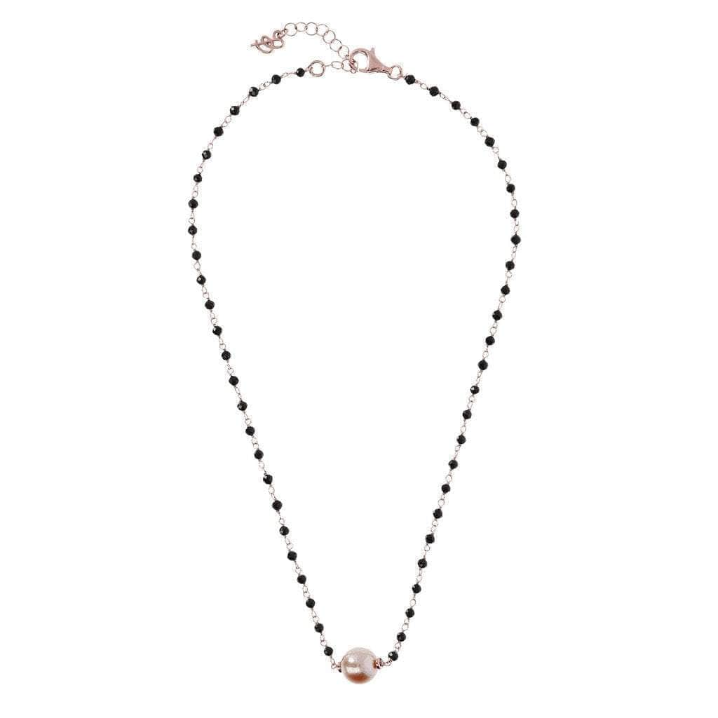 Bronzallure Black Spinel And Rose Pearl Necklace Necklace Bronzallure   