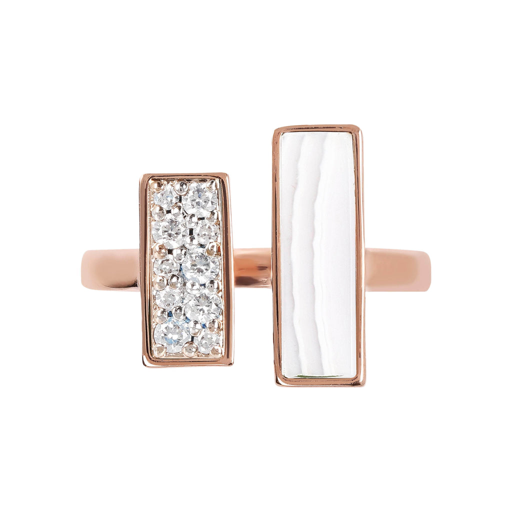 Bronzallure Cubic Zirconia and Carré Stone Ring Ring Bronzallure   