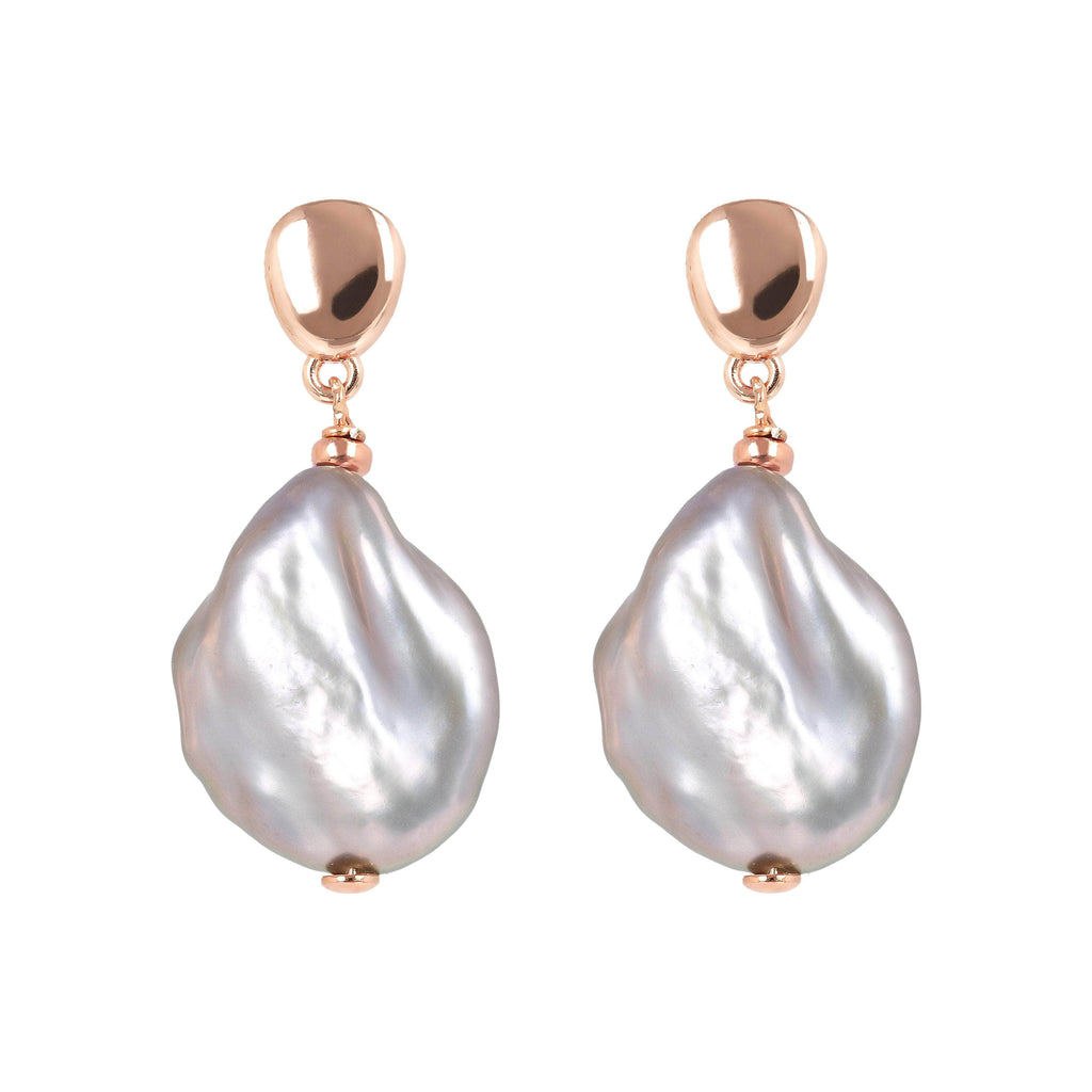 Bronzallure Maxima Ming Pearl Earrings Earrings Bronzallure Grey Pearl  
