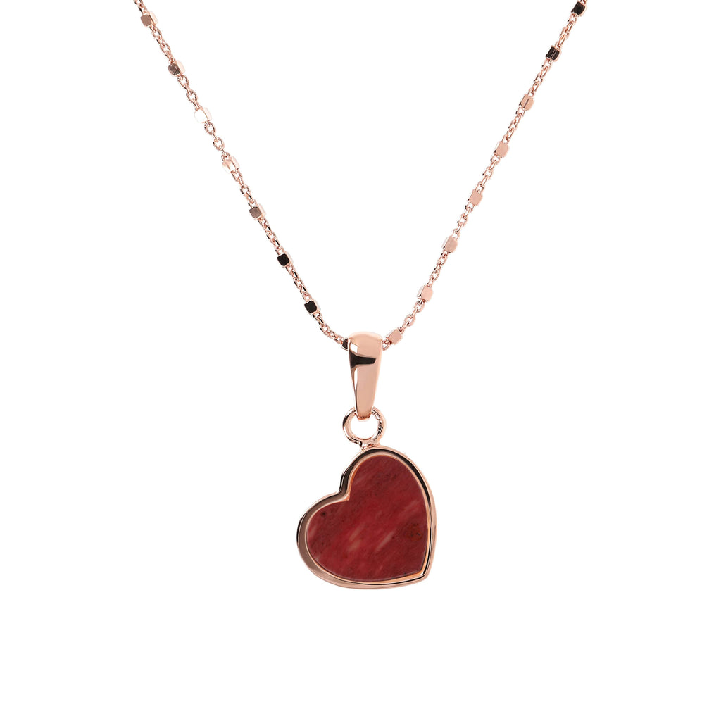 Bronzallure Mini Heart Pendant Necklace Necklace Bronzallure Red Fossil Wood  