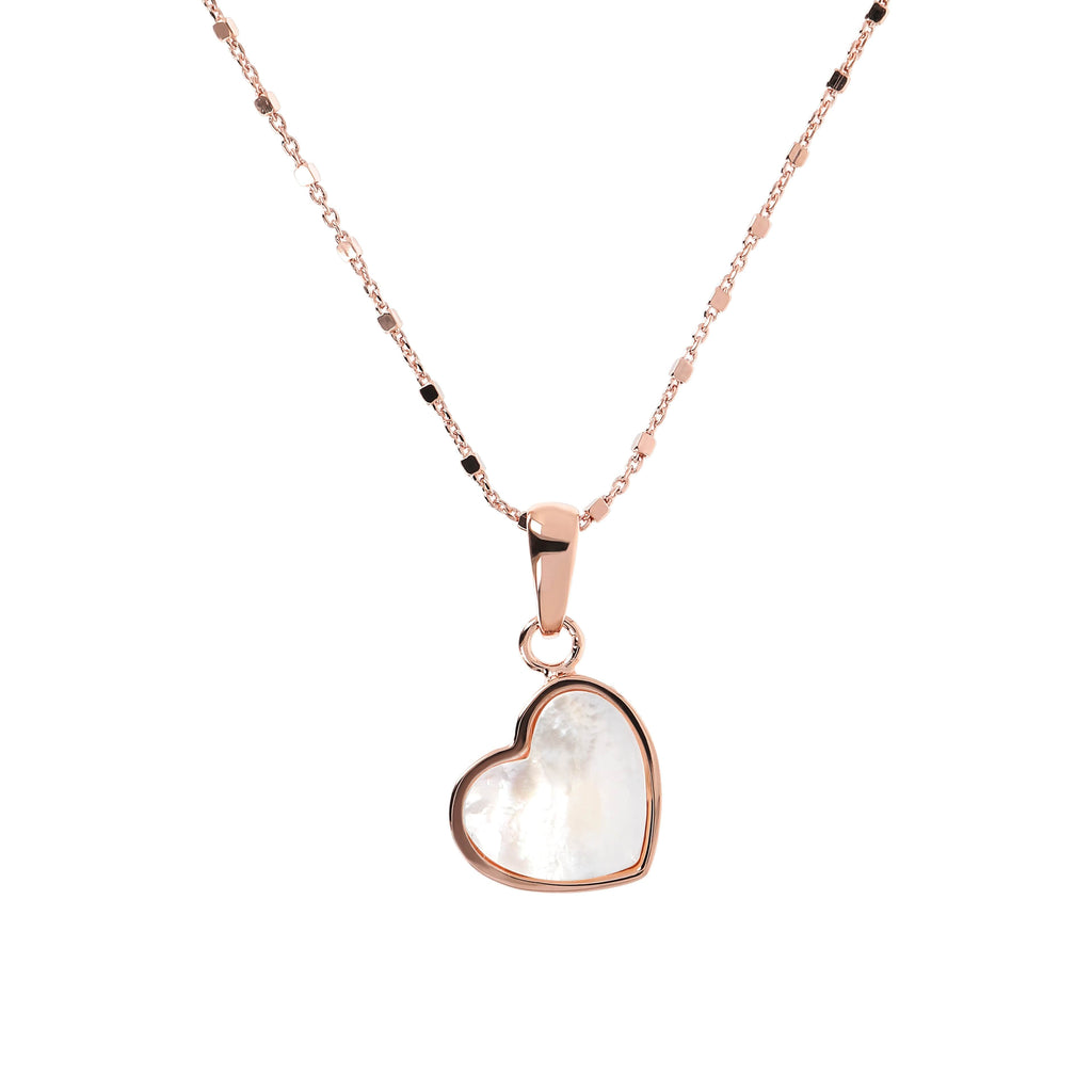 Bronzallure Mini Heart Pendant Necklace Necklace Bronzallure White Mother of Pearl  