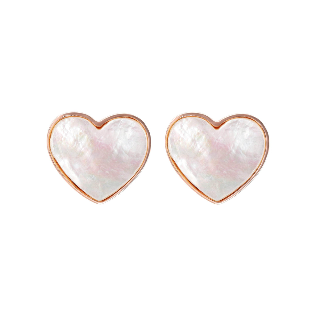 Bronzallure Natural Stone Heart Earrings Earrings Bronzallure White Mother of Pearl  