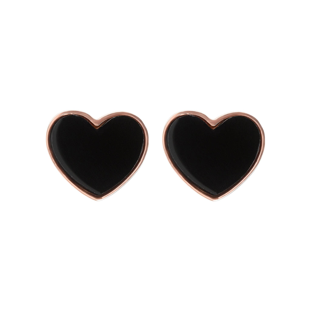 Bronzallure Natural Stone Heart Earrings Earrings Bronzallure Black Onyx  