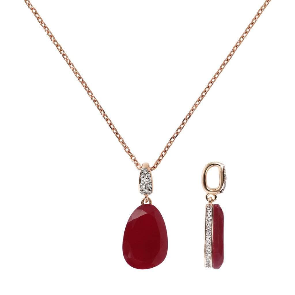 Bronzallure Necklace With Stone Pendant And Pave Details Necklace Bronzallure 38.1 cm  +  5.08 cm Plum Agate 