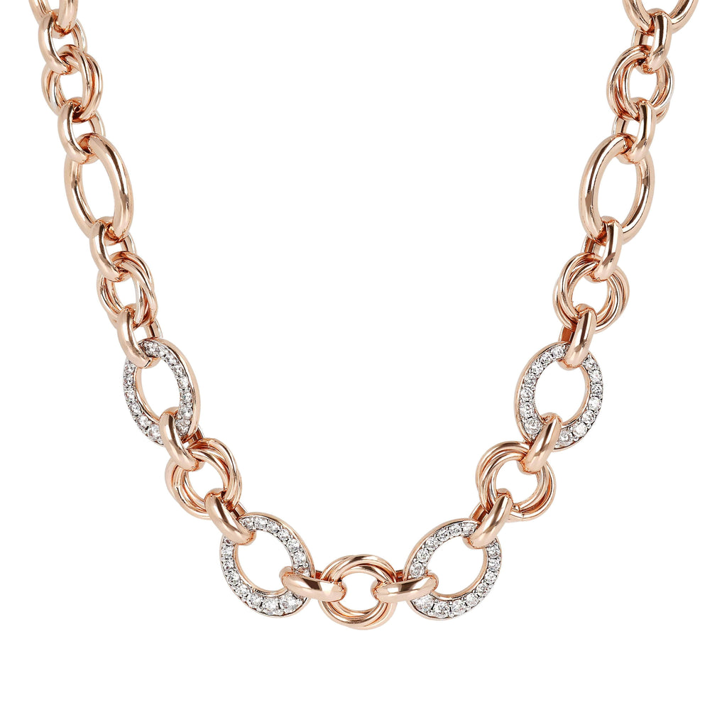 Bronzallure Oval Rolo Chain and Pavé Detail Necklace Necklace Bronzallure   