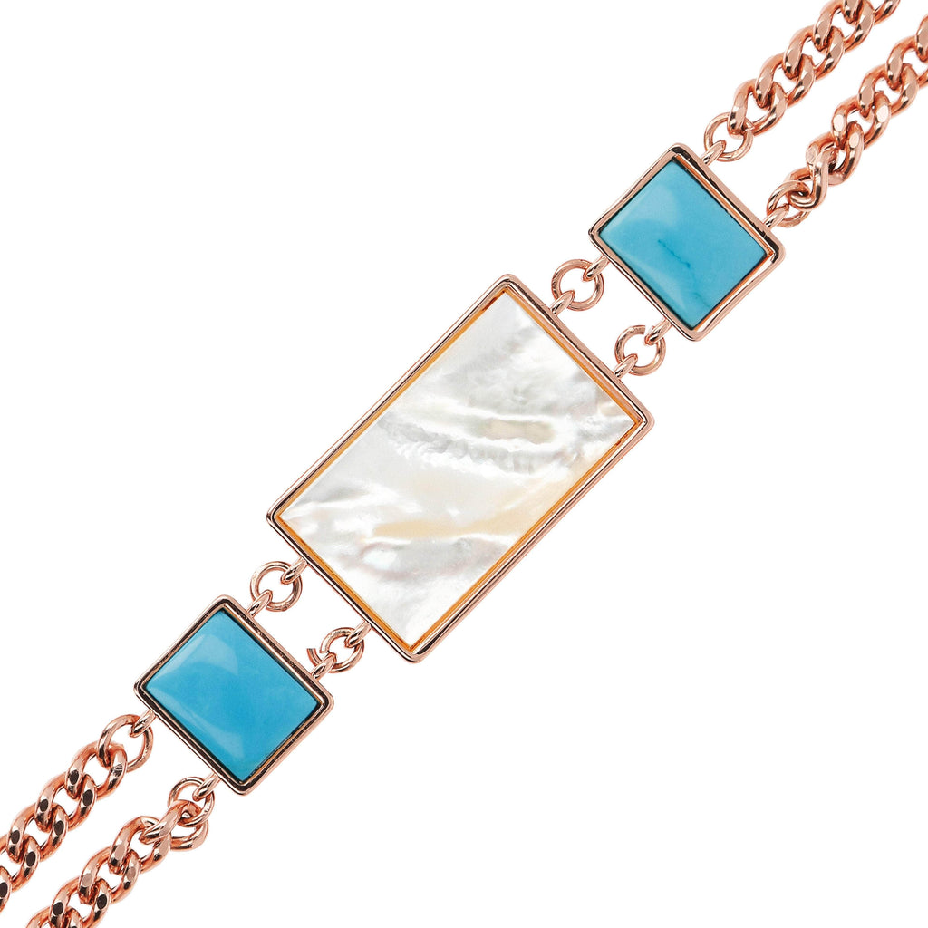Bronzallure Rectangular Inserts in Natural Stone and Mother of Pearl Bracelet Bracelet Bronzallure White Mother of Pearl  