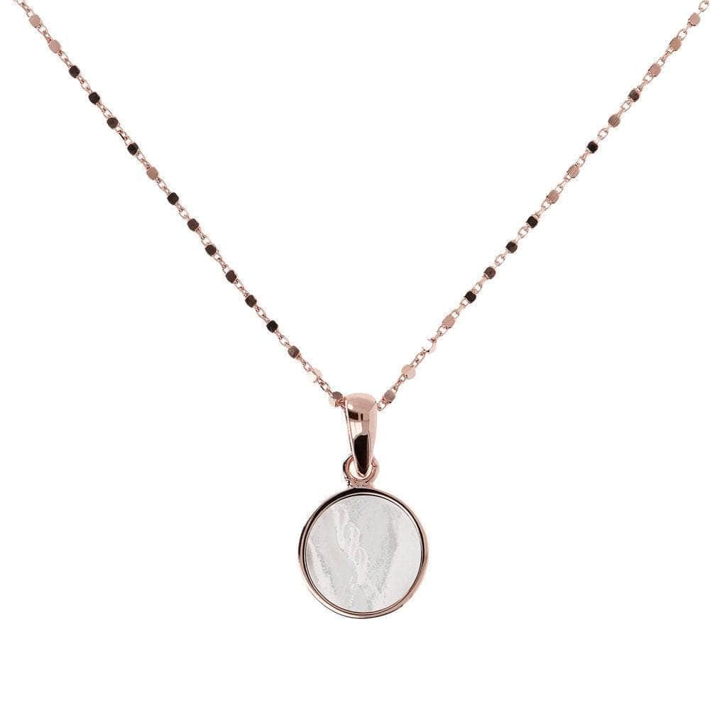 Bronzallure Small Disc Pendant Necklace Necklace Bronzallure 47cm White Mother of Pearl 