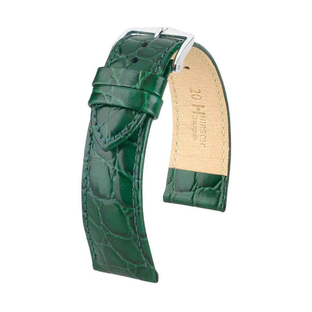 Hirsch Crocograin Green Crocodile Embossed Leather Watch Band Watch Band Hirsch   