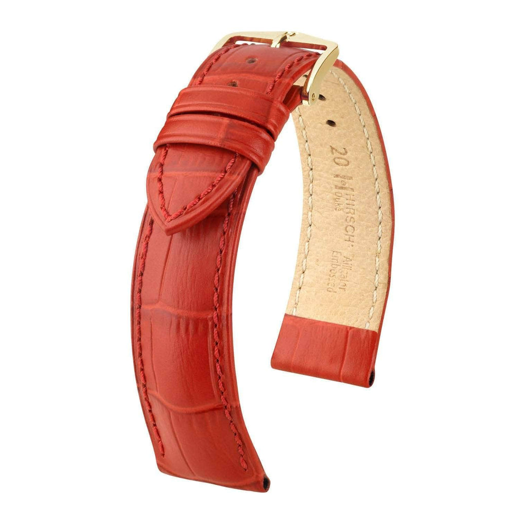 Hirsch Duke Red Alligator Embossed Leather Watch Band Watch Band Hirsch   